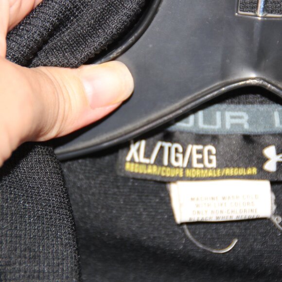 Under Armour Sweatshirt Men's XL Black Full Zip Mock Neck Loose Fleece Lined - Picture 7 of 7